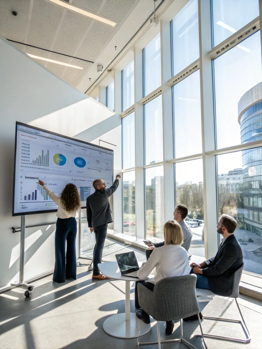 A business undergoing a significant positive transformation, depicted through before-and-after imagery of a company's growth and modernization.